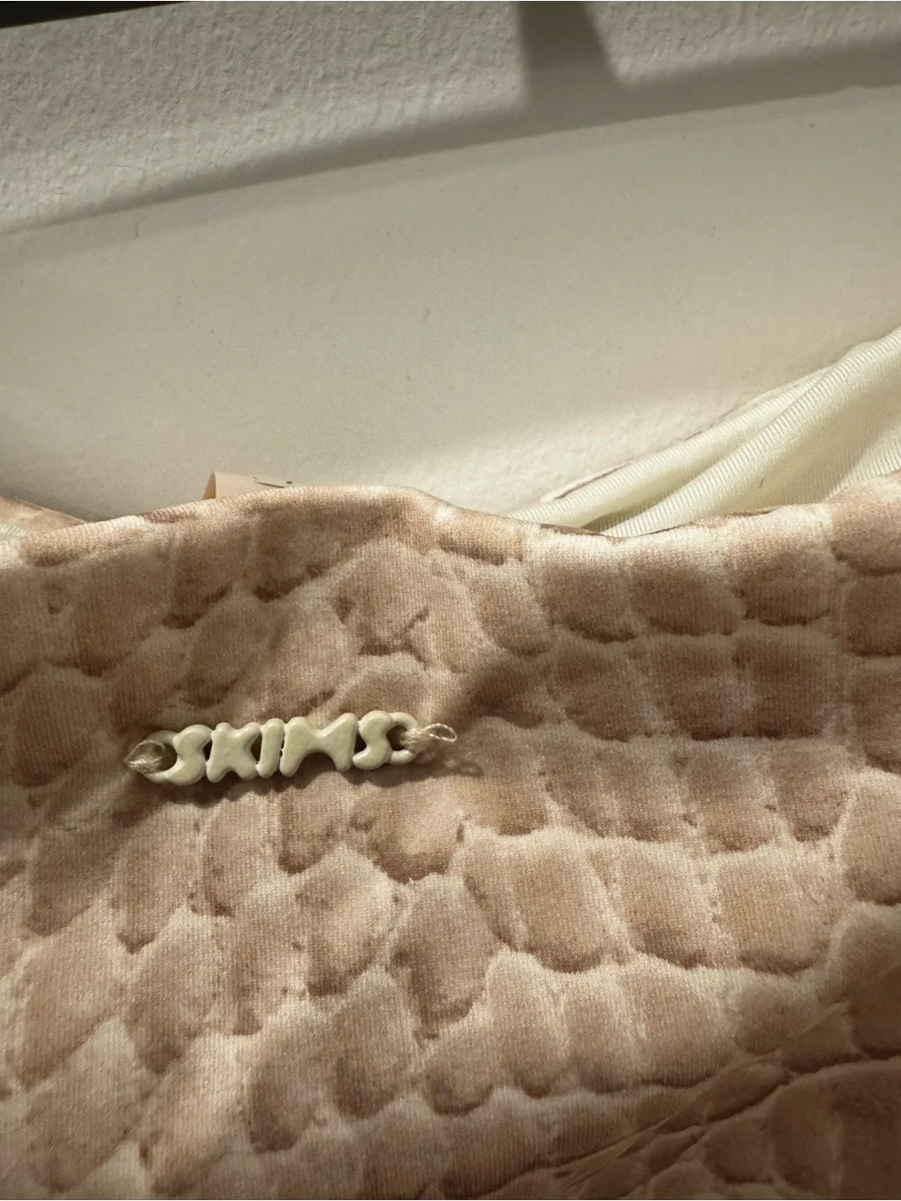 SKIMS Blush Textured High-Waist Bikini Bottoms with Cream Trim